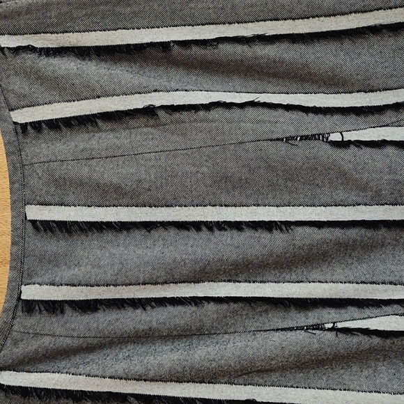 Acorn Lagenlook Twill Skirt Gray Black White Handkerchief Hem Fringed Boho 14 - Picture 2 of 11